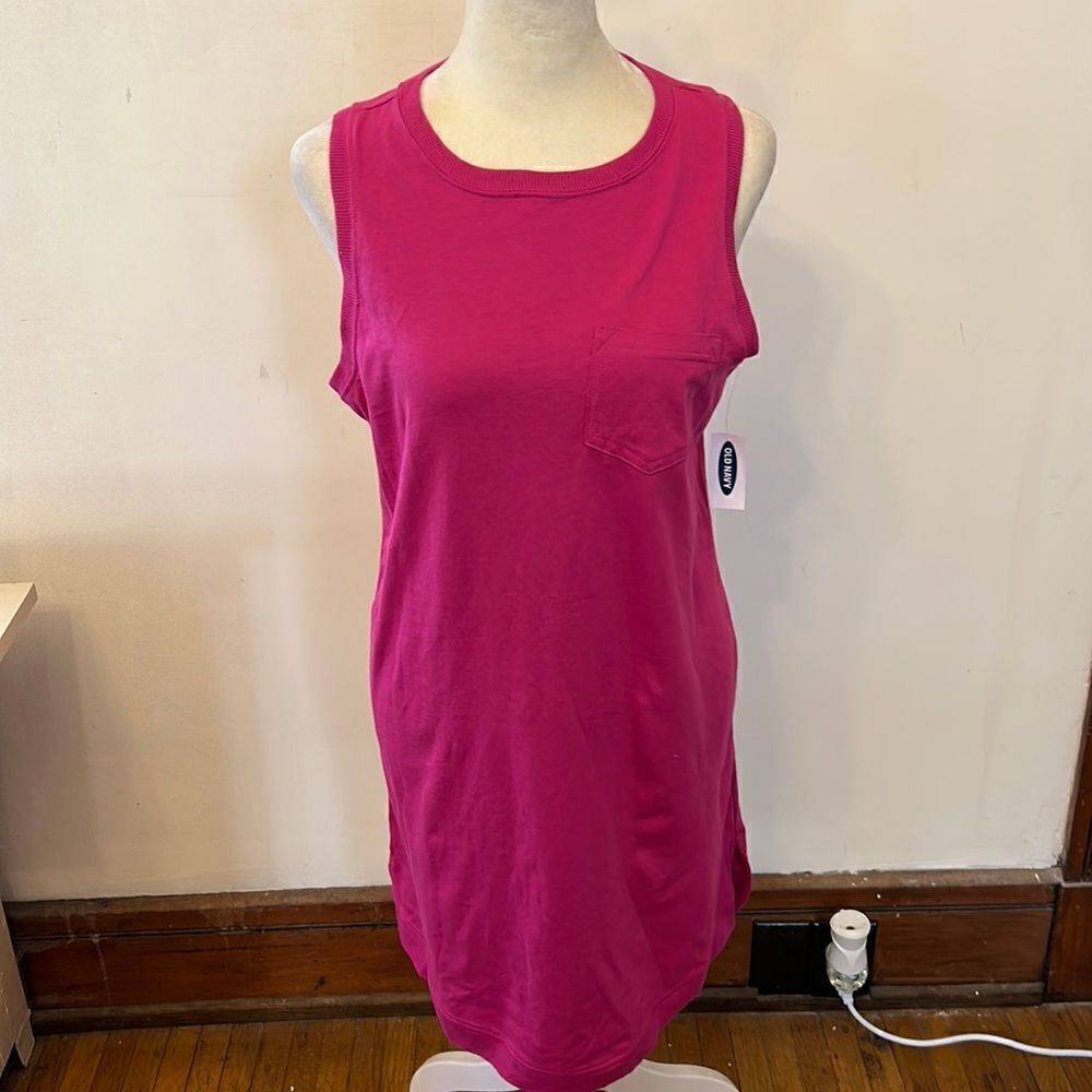 Old Navy fuchsia cotton sleeveless tee shirt dress Size SP New
